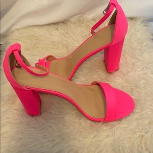 Neon pink heels